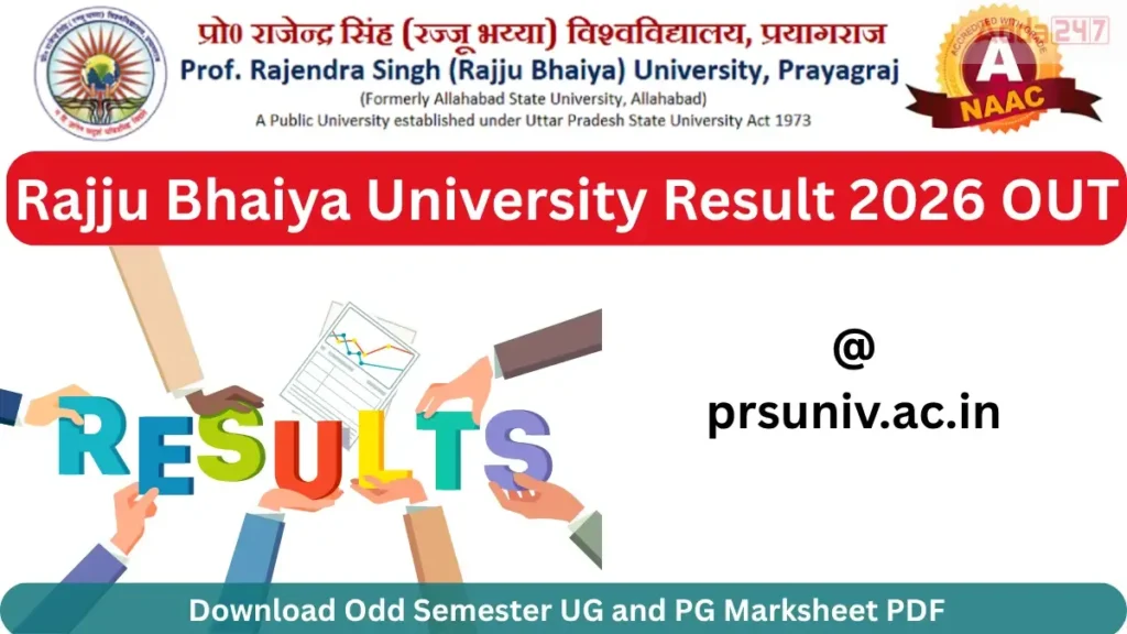 Rajju Bhaiya University Result 2026 OUT at prsuniv.ac.in; Download Odd Semester UG and PG Marksheet PDF